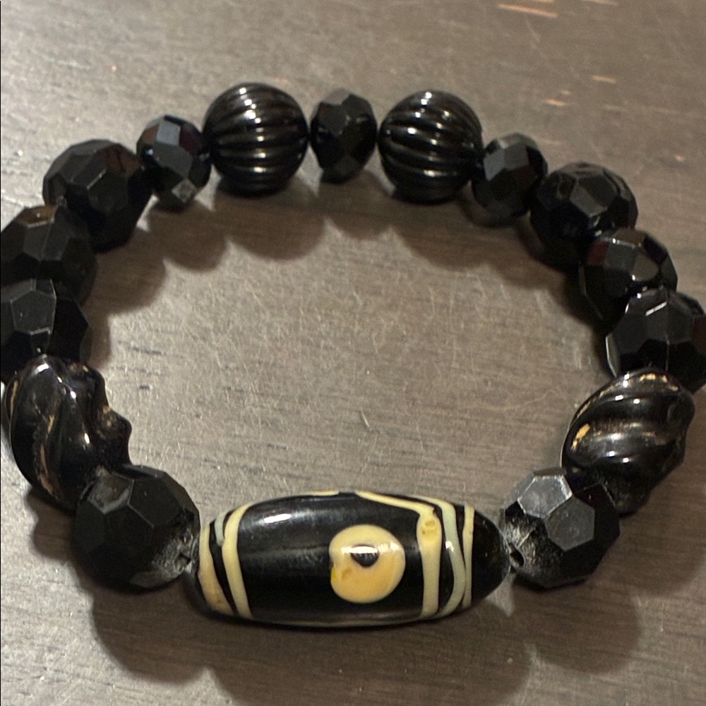 Black Beaded Bracelet with Unique Design